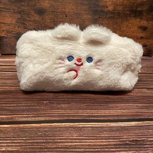 NWT Cute Japanese Kawaii Fluffy Plush Bunny Pencil Case/Make up Bag (SKU: 40MI)
